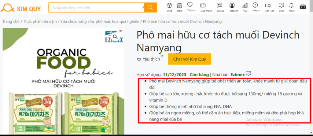 Cập nhật mô tả ngắn của sản phẩm